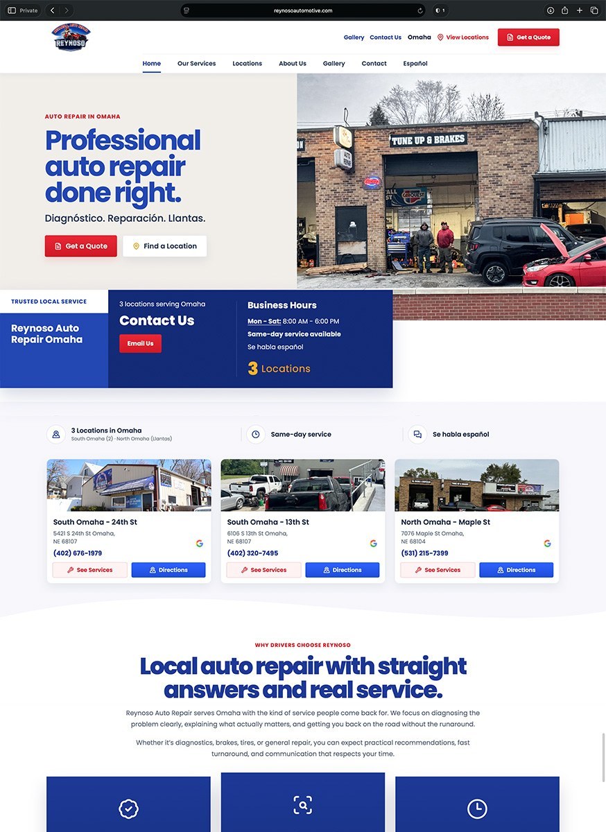 Reynoso Auto Repair website