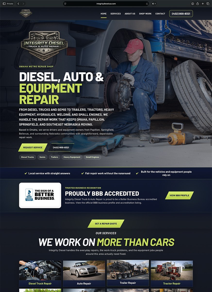 Integrity Diesel website