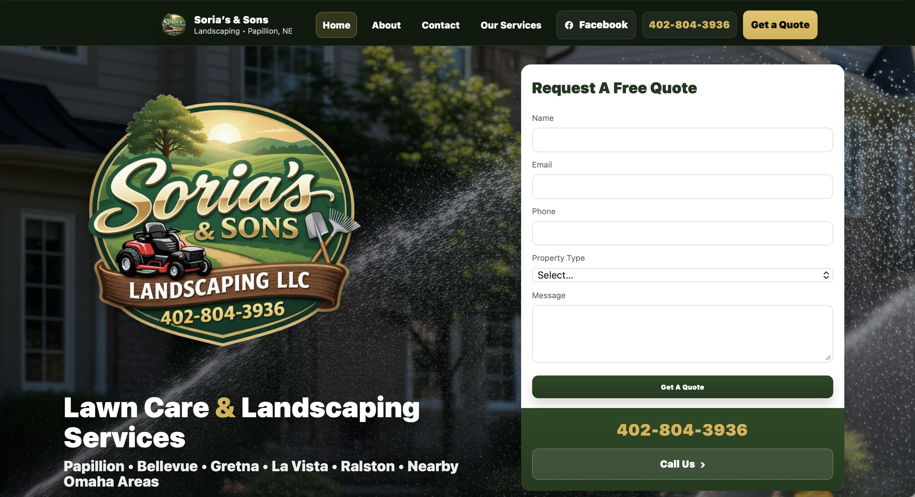 Sorias & Sons Landscaping website