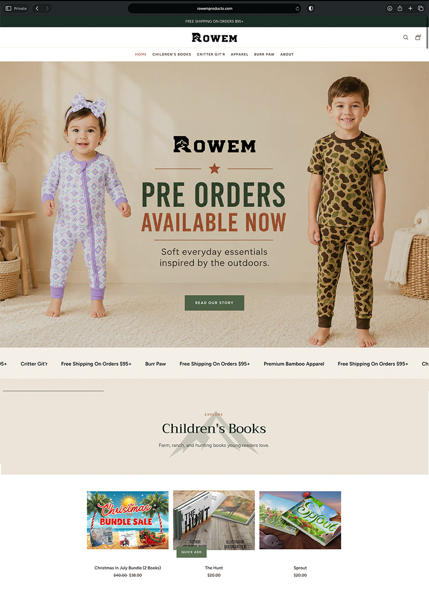 Rowem Products full website view